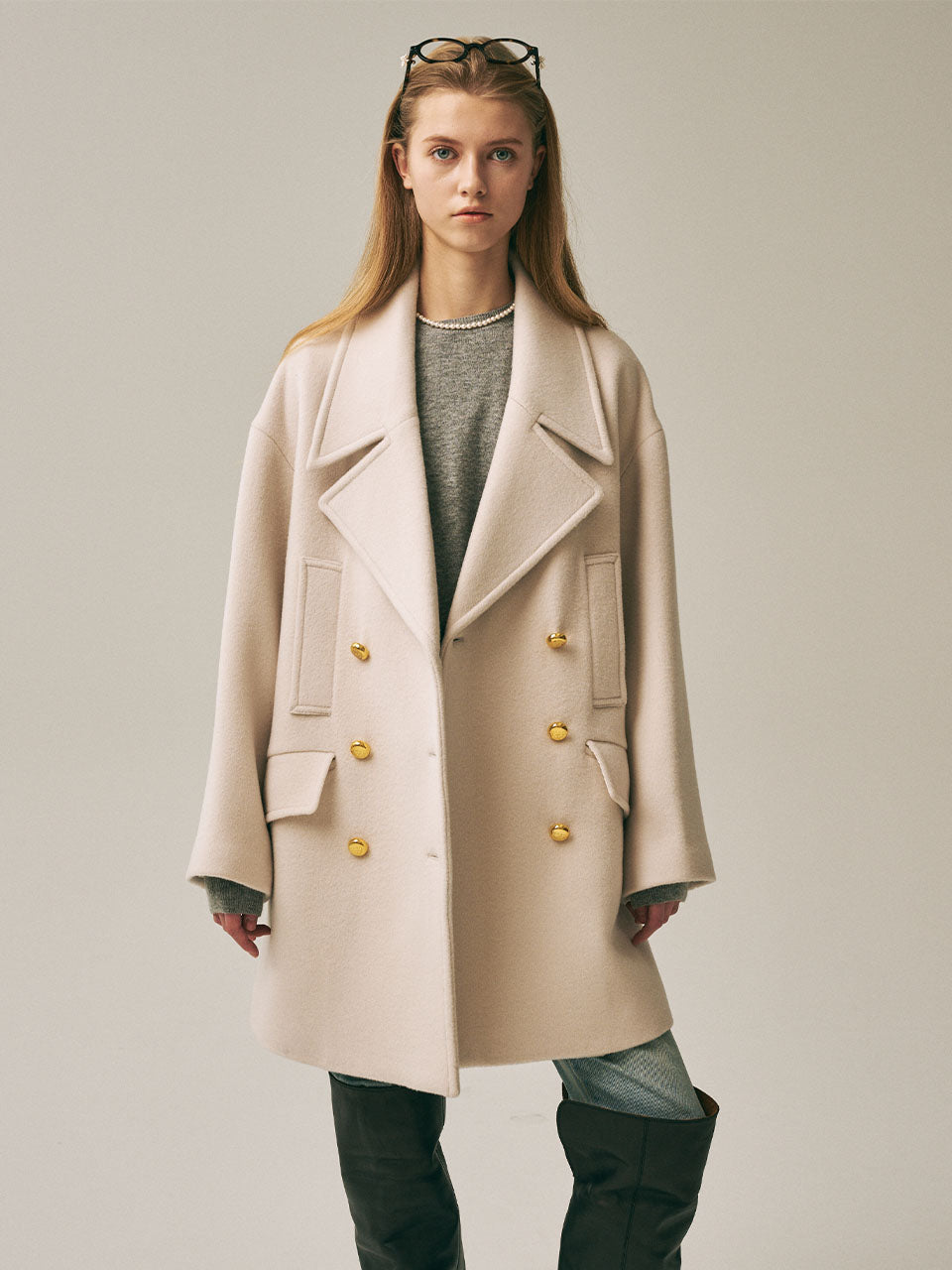 WOOL OVERSIZED PEACOAT_IVORY