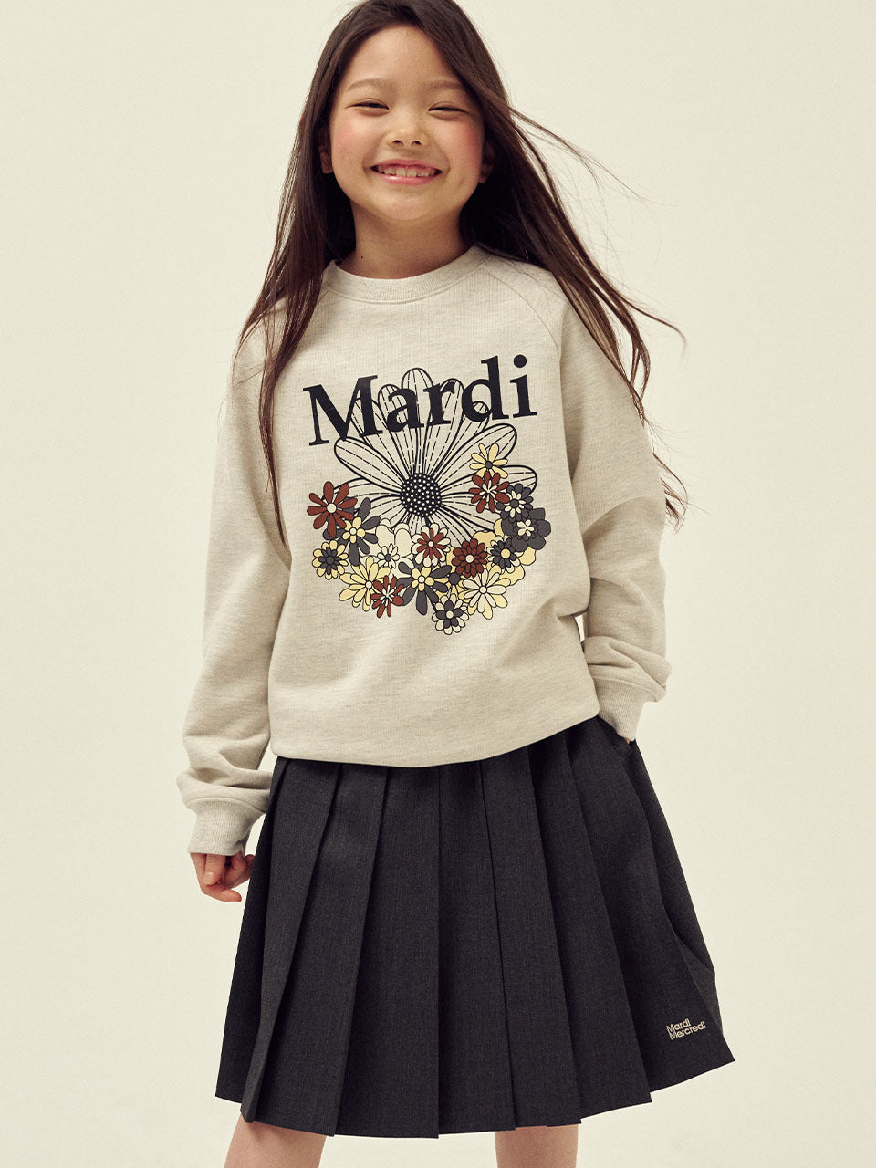 KIDS SWEATSHIRT FLOWERMARDI JARDIN_OATMEAL BLACK