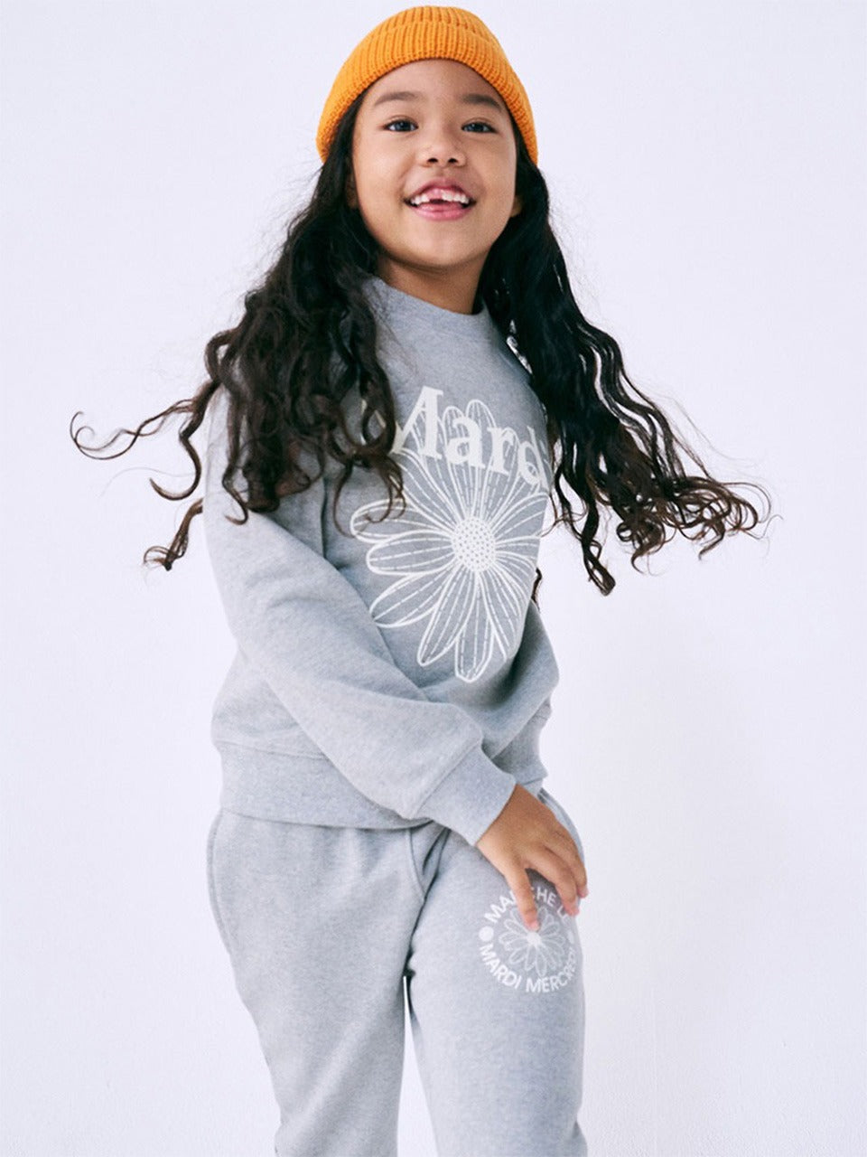 KIDS SWEATSHIRT FLOWERMARDI_GREY IVORY