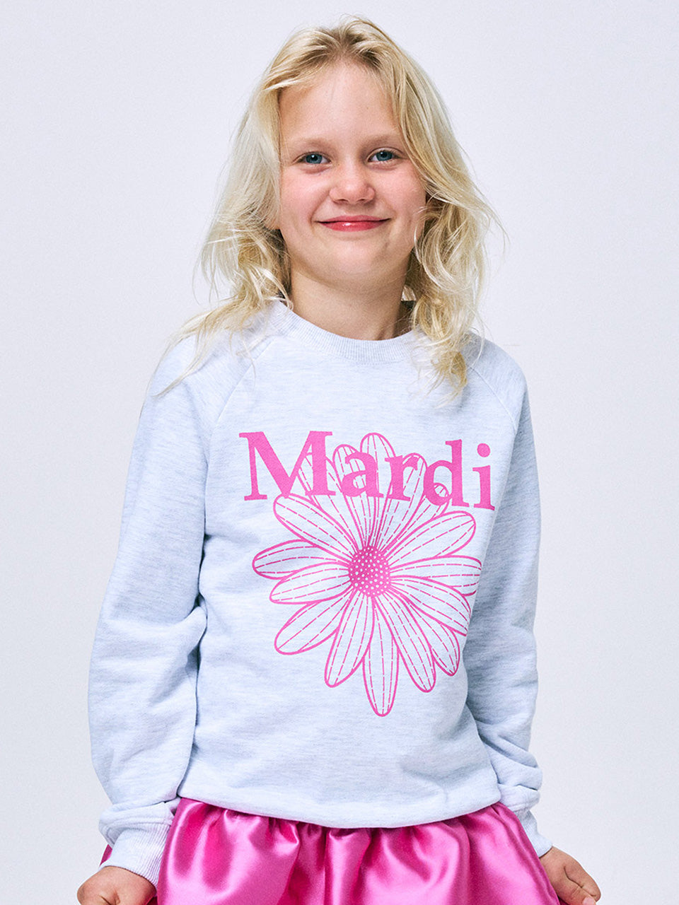 KIDS SWEATSHIRT FLOWERMARDI_HEATHER FUCHSIA