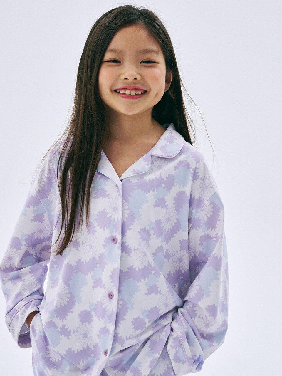 KIDS PAJAMA SHIRT FLOWER_PURPLE