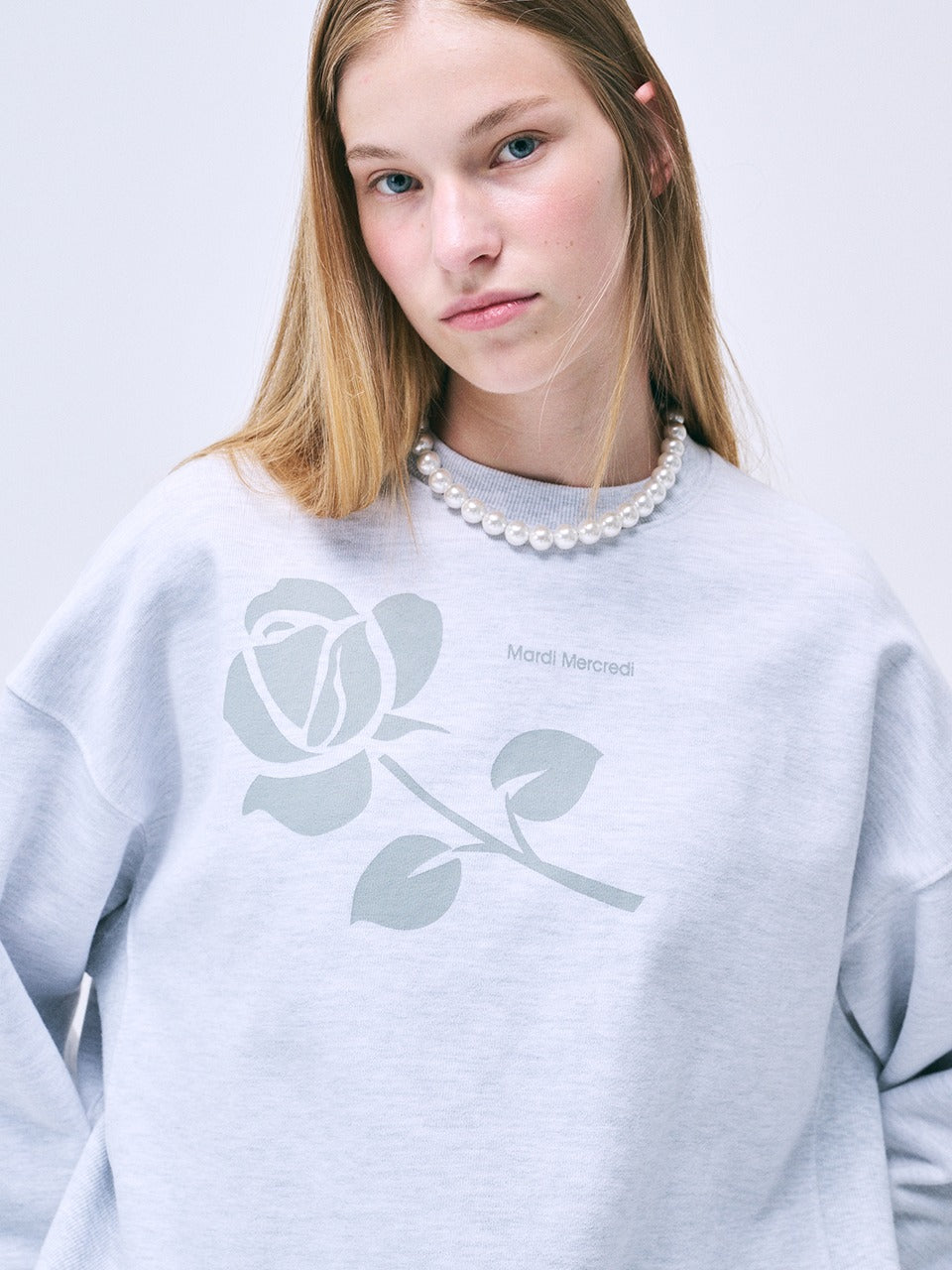 SWEATSHIRT UNE ROSE_HEATHER LIGHTGREY