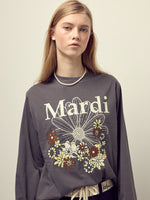 TSHIRT LONG SLEEVE FLOWERMARDI JARDIN_CHARCOAL IVORY