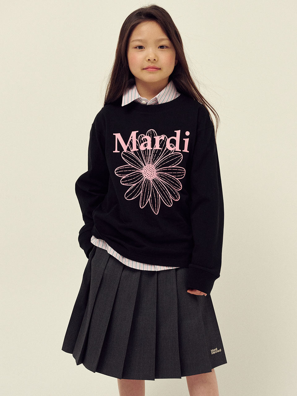 KIDS TSHIRT LONG SLEEVE FLOWERMARDI_BLACK PINK
