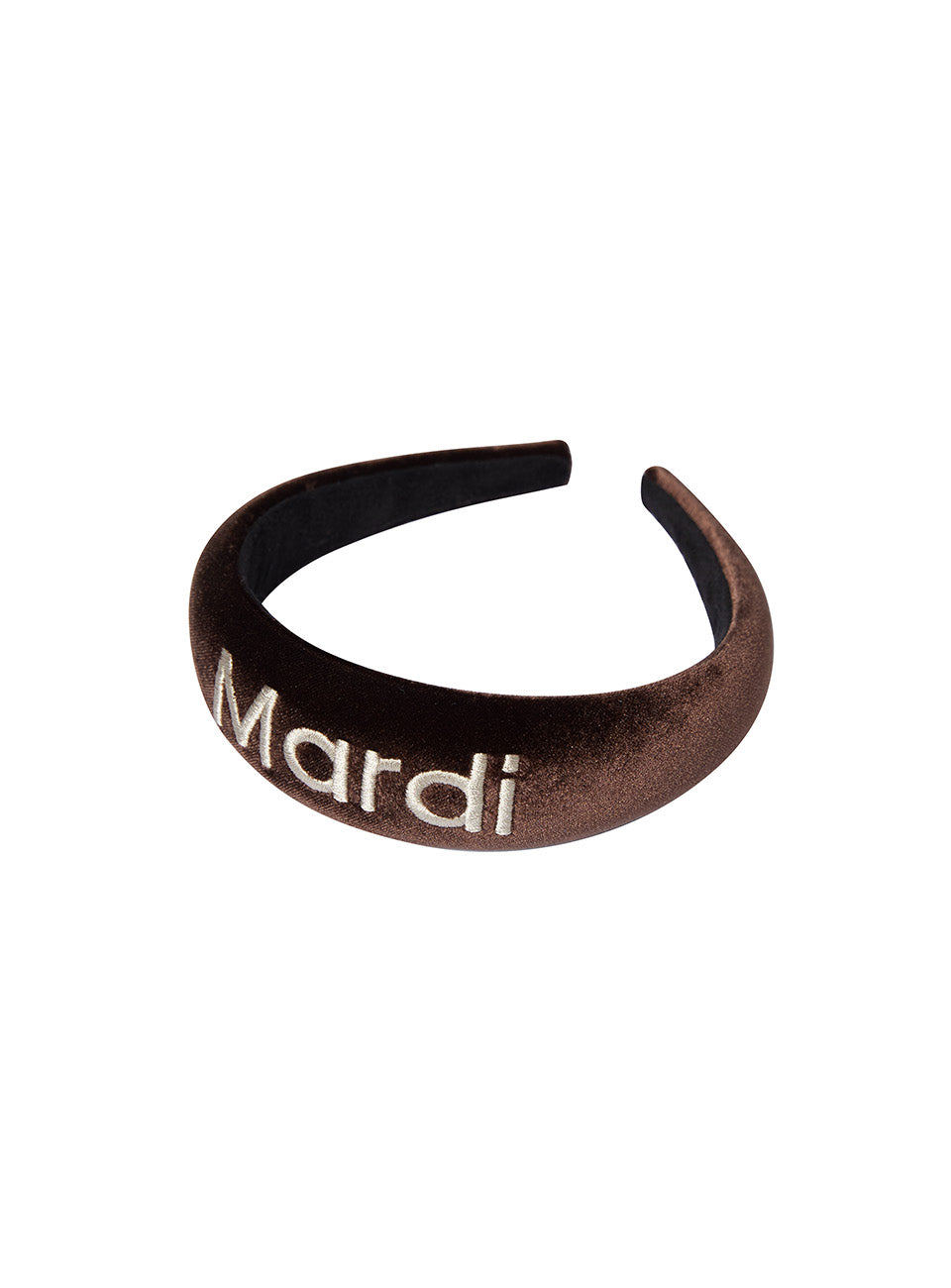 HAIR BAND LOGO EMBELLISHMENT VELVET_BROWN BEIGE