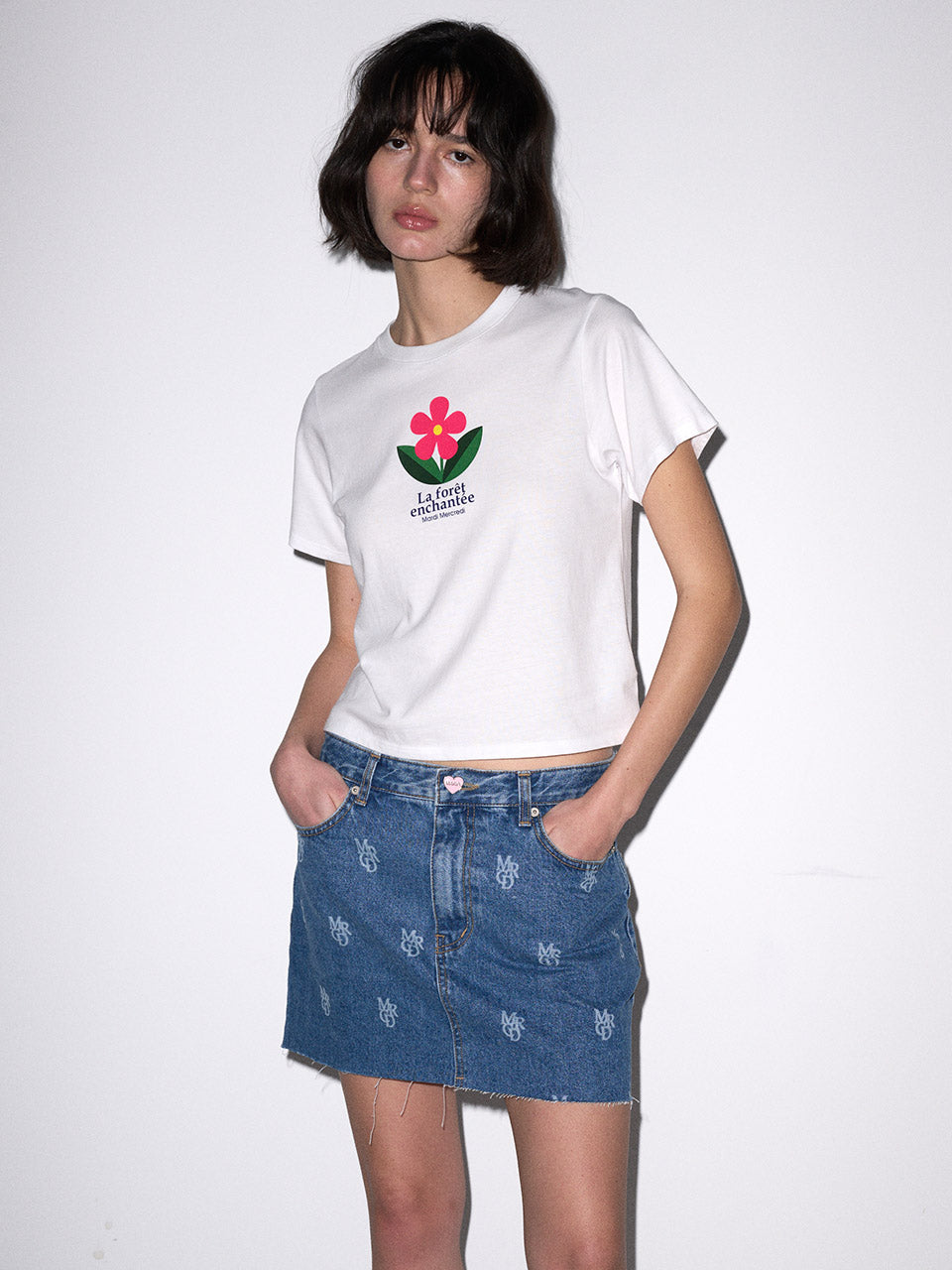 SLIM TSHIRT ENCHANTEE : FLOWER_WHITE
