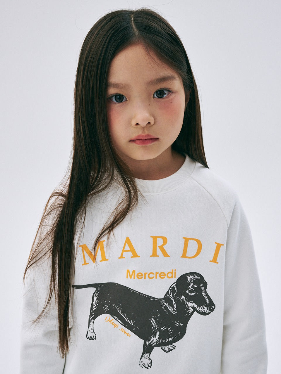 KIDS SWEATSHIRT DDANJI_WHITE TANGERINE