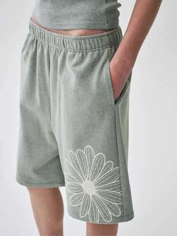 OVERSIZED SWEAT BERMUDA FLOWER_GREY IVORY