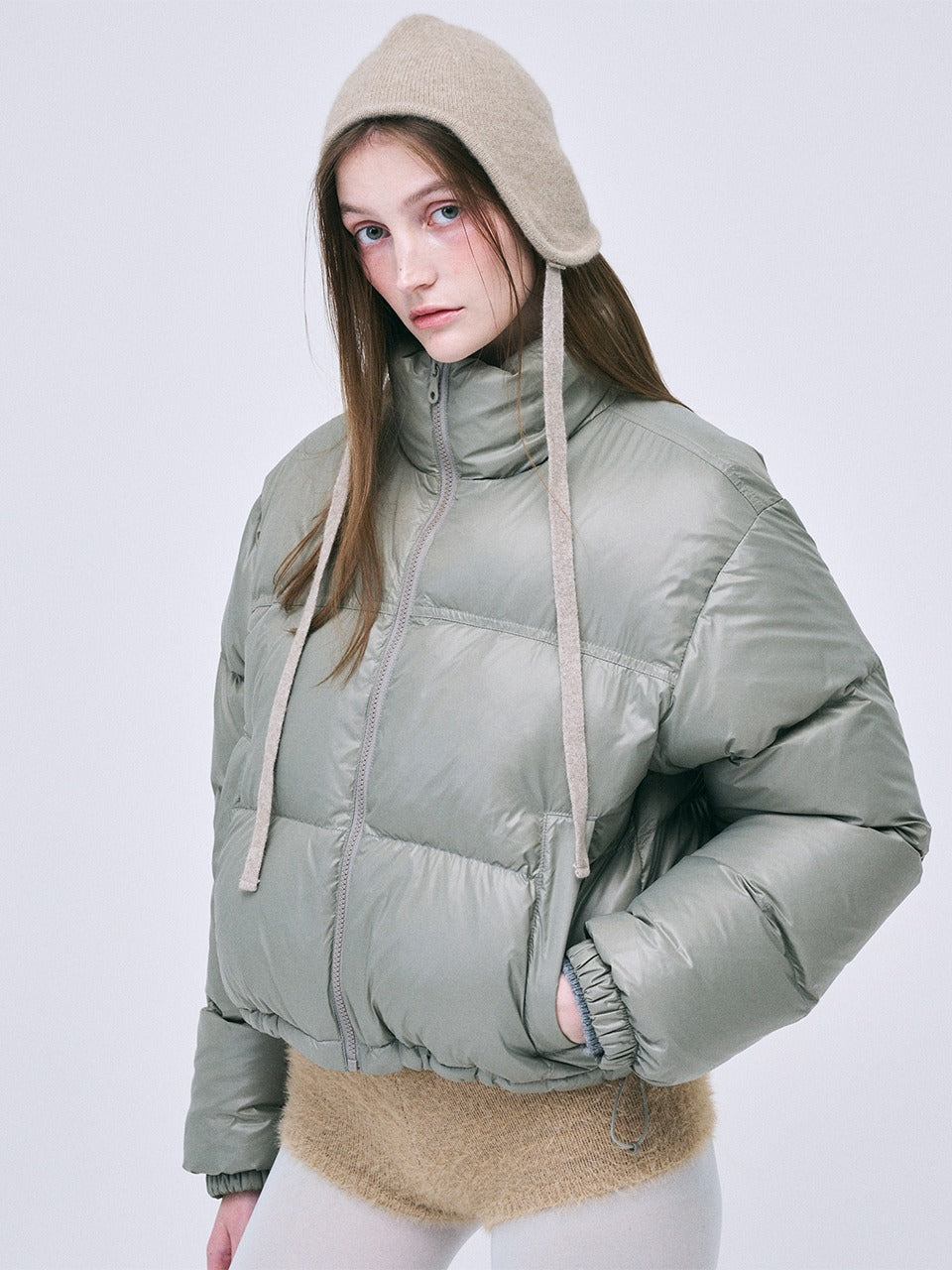 CROPPED DOWN JACKET_KHAKI