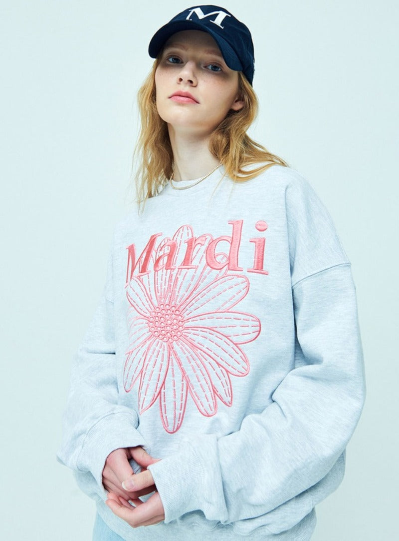 SWEATSHIRT FLOWERMARDI NEEDLEWORK_HEATHER CORAL
