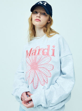 SWEATSHIRT FLOWERMARDI NEEDLEWORK_HEATHER CORAL