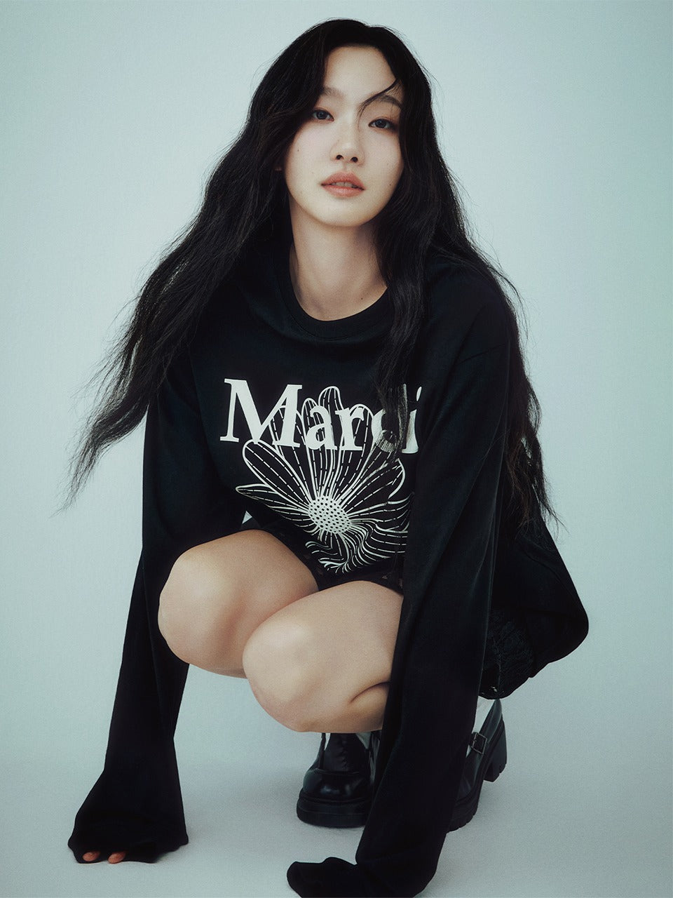 UNISEX TSHIRT LONG SLEEVE FLOWERMARDI_BLACK IVORY