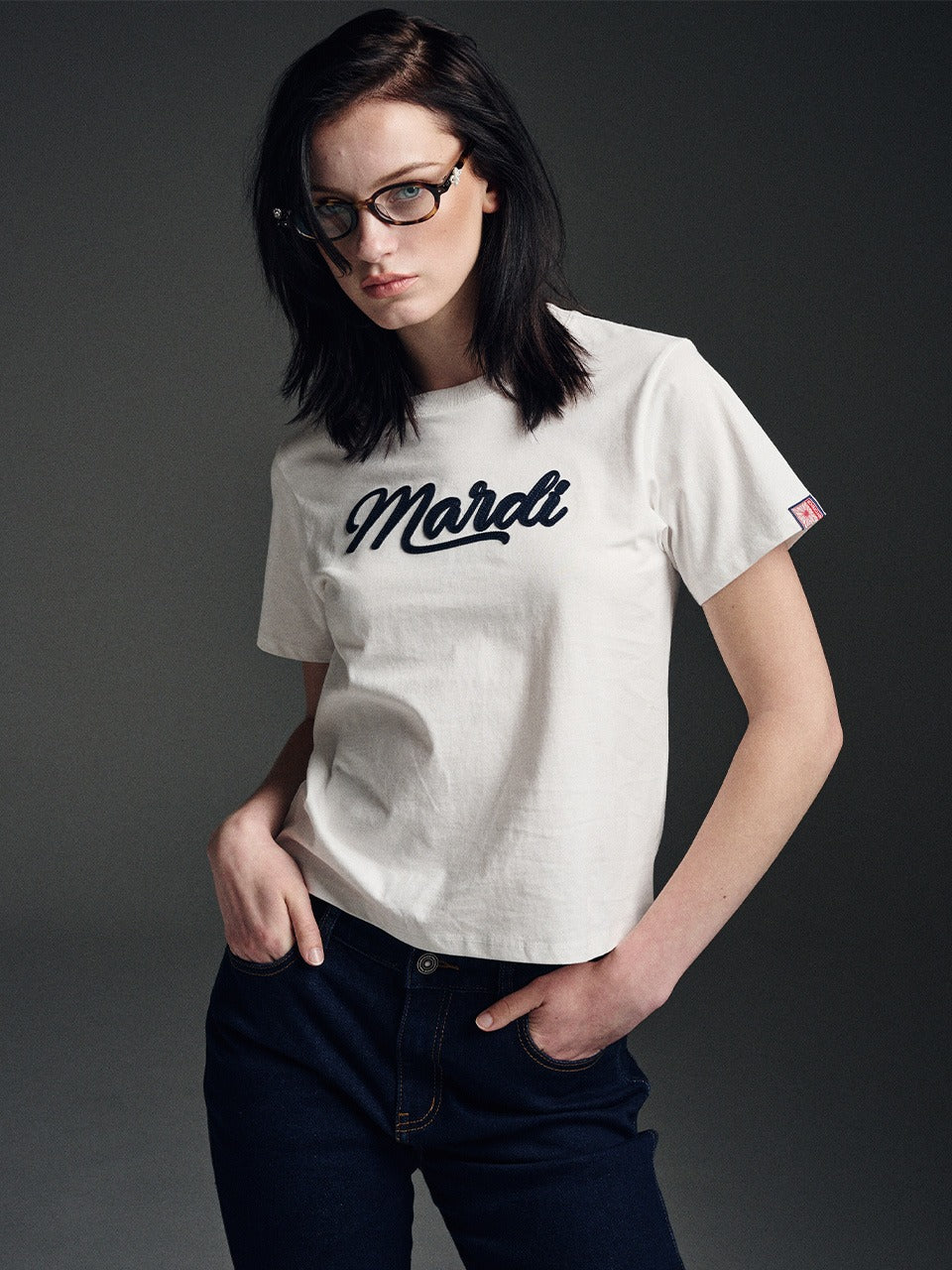 SLIM TSHIRT MARDI VINTAGE LOGO_WHITE NAVY