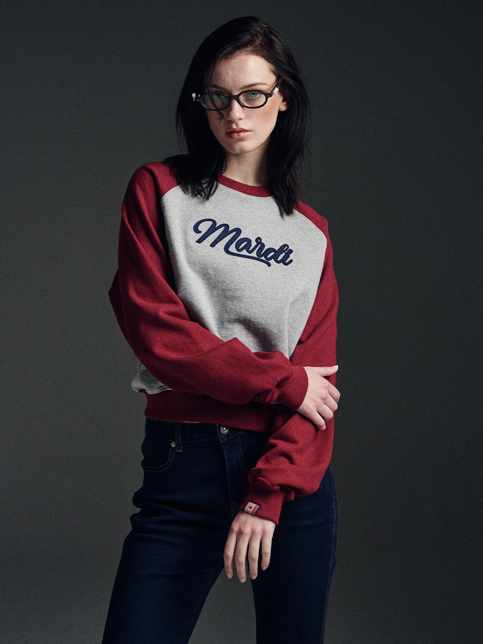 SWEATSHIRT RAGLAN MARDI VINTAGE LOGO_GREY