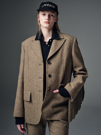 OVERSIZED JACKET FRINGE_BROWN