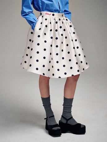 VOLUME MIDI SKIRT CRAPE DOT_IVORY