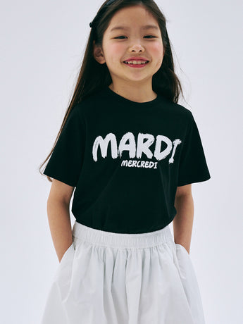 KIDS TSHIRT BRUSH LOGO CONTRAST_BLACK WHITE