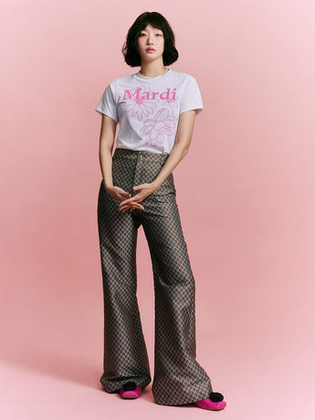 FLARE PANTS FLOWER JACQUARD_MINT