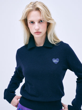 RACCOON BLENDED ROUND NECK HEART LOGO_NAVY