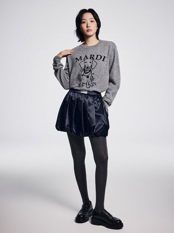 BALLOON MINI SKIRT GLOSSY_NAVY