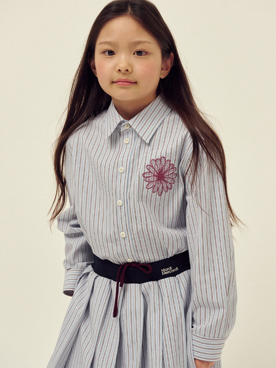 KIDS COTTON SHIRT STRIPE_BLUE BURGUNDY