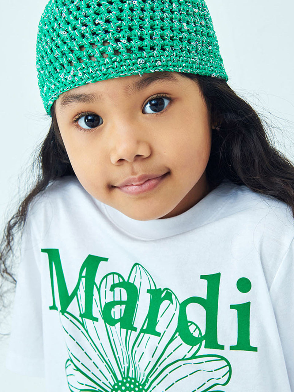 KIDS TSHIRT FLOWERMARDI_WHITE GREEN