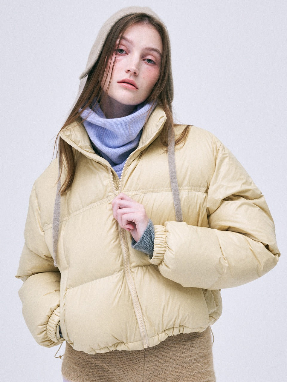 CROPPED DOWN JACKET_BUTTER