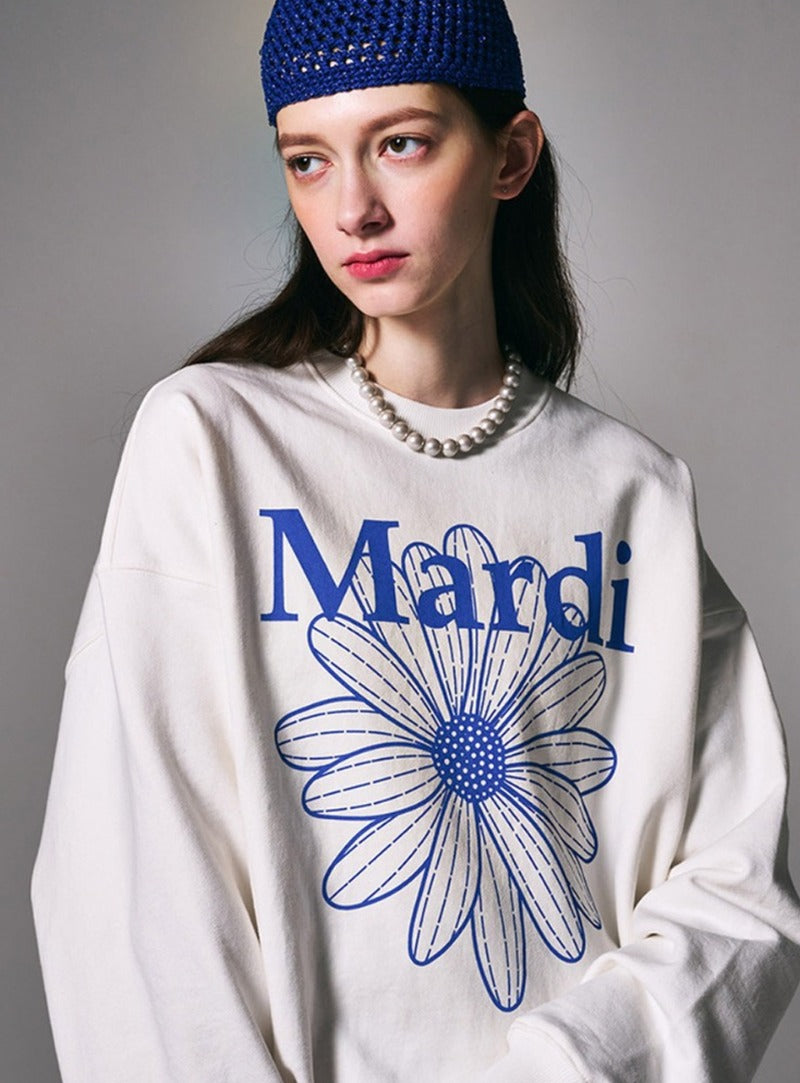 SWEATSHIRT FLOWERMARDI_WHITE VIVIDBLUE