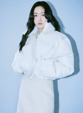 CROPPED DOWN JACKET COLOR BLOCK_WHITE