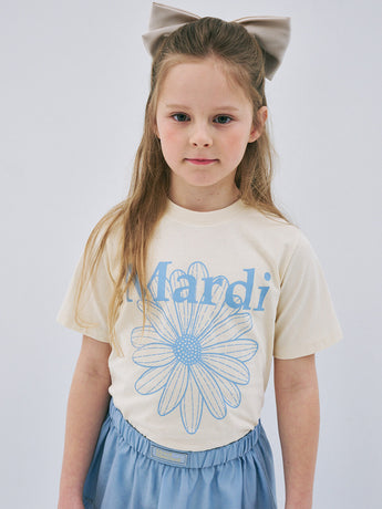 KIDS TSHIRT FLOWERMARDI_BUTTER ASHBLUE