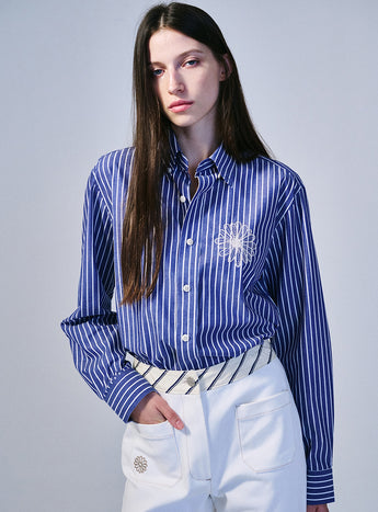 OXFORD SHIRT STRIPE_NAVY IVORY