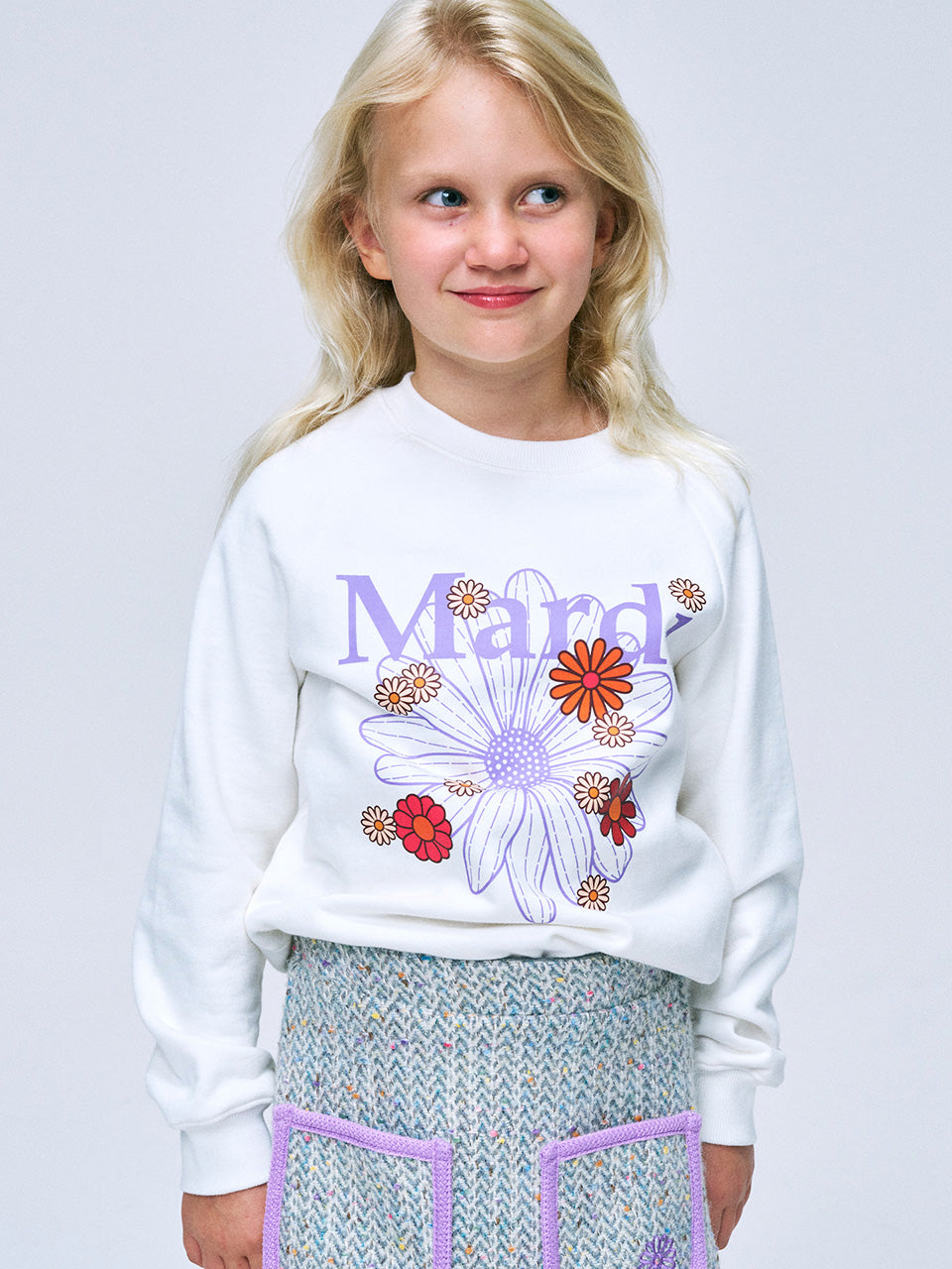 KIDS SWEATSHIRT FLOWERMARDI BLOSSOM_IVORY LAVENDER