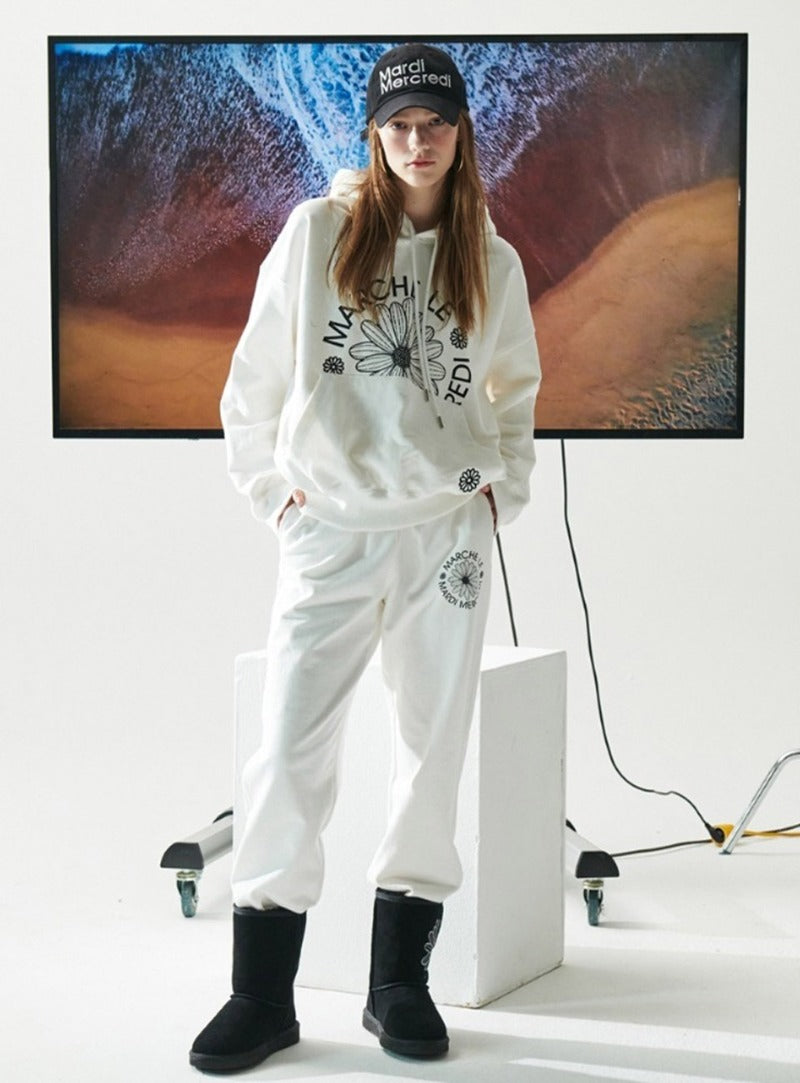 SWEAT PANTS MARCHE EMBLEM_WHITE BLACK