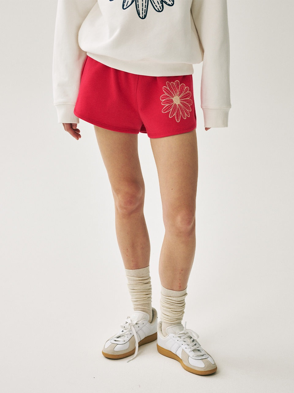 MINI SWEAT SHORTS FLOWER_RED CREAM