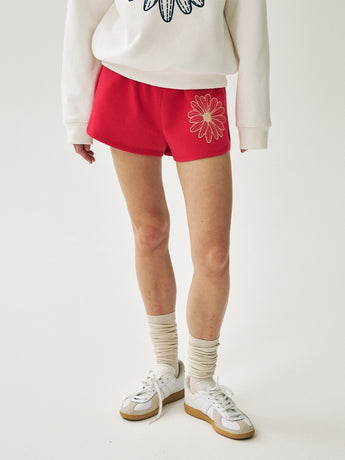 MINI SWEAT SHORTS FLOWER_RED CREAM