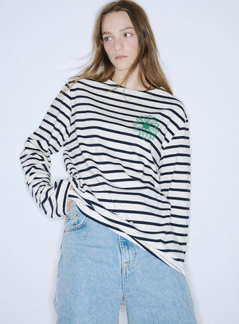 TSHIRT LONG SLEEVE STRIPE_IVORY GREEN