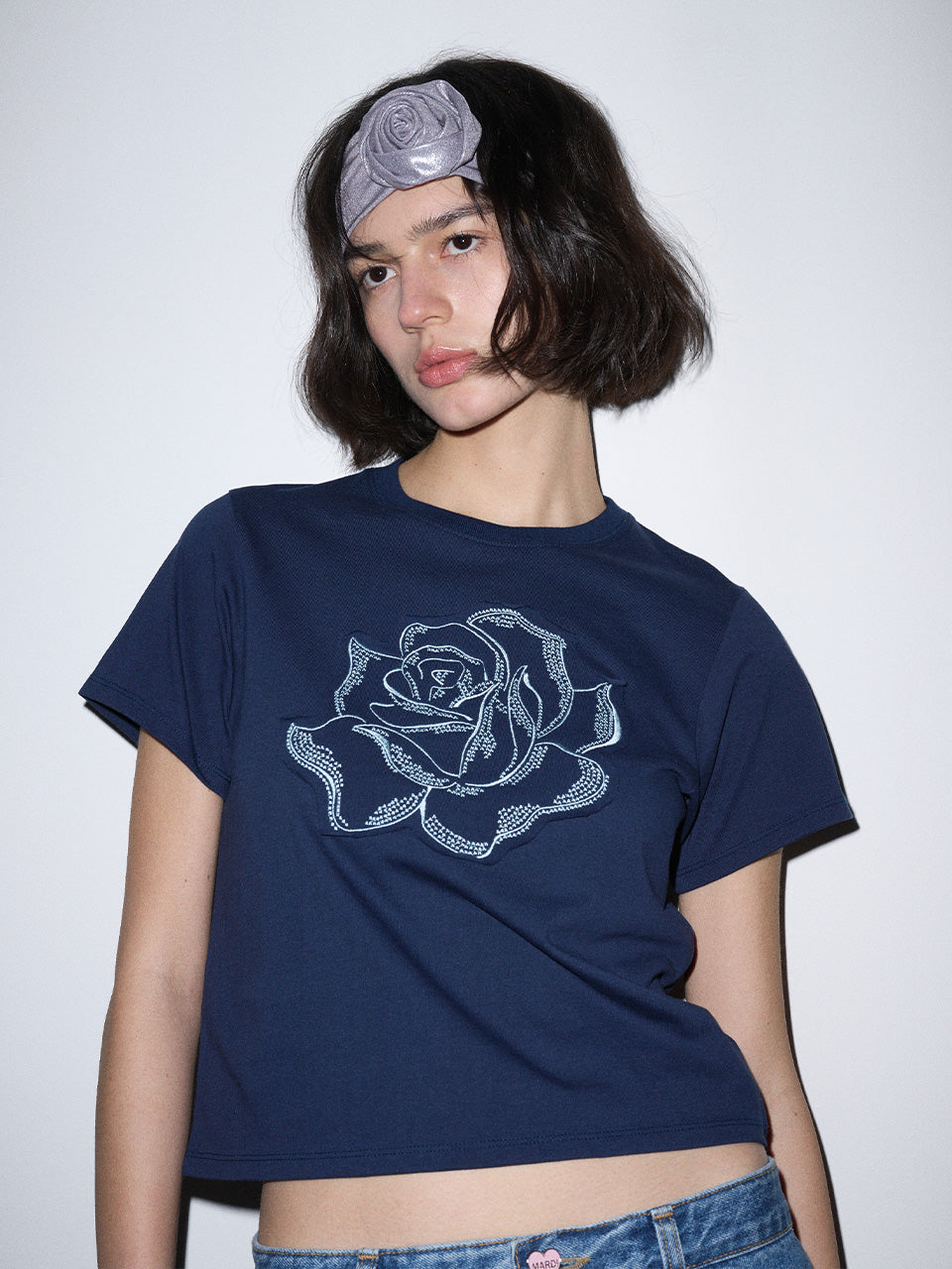 SLIM TSHIRT ROSE PATCH_NAVY