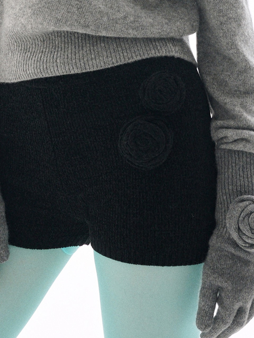 KNIT SHORTS ROSE_BLACK