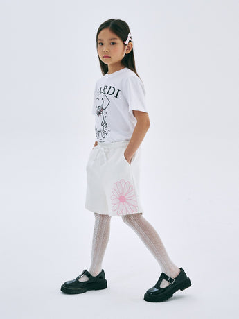 KIDS SWEAT SHORTS FLOWER_WHITE PINK