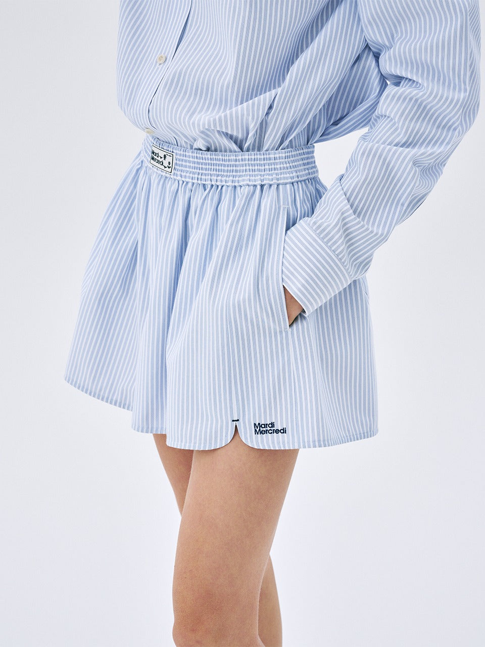 COTTON SHORTS STRIPE_NAVY