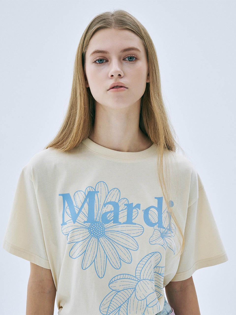 TSHIRT TRIPLE FLOWER_BUTTER ASHBLUE