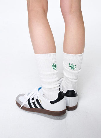LONG SOCKS MRD LOGO_WHITE GREEN