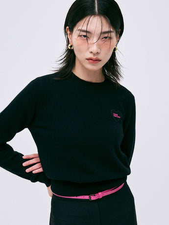 RACCOON BLENDED ROUND NECK HEART LOGO_BLACK